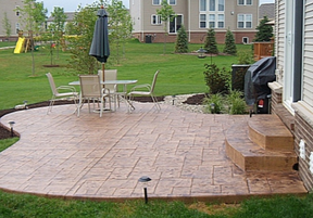Picture of stamped concrete patio taken at a residential home in Kalamazoo, Michigan.