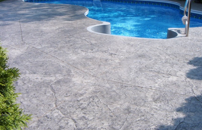Kalamazoo stamped concrete completed job of a stamped pool deck.